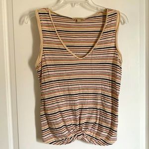 Anthropologie Bordeaux twist front striped tank S